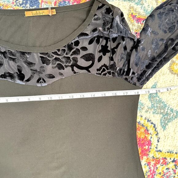 BELLDINI Black Velvet Burnout Tunic Size M Whimsygoth Witchy Twee Classic Chic - Picture 8 of 11